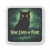 Nine Lives of Fear – Zwarte Kat Sticker (Voorkant)