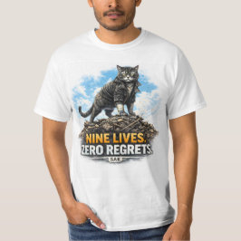 Nine Lives Zero Regrets | Cool Tough Cat T-Shirt |