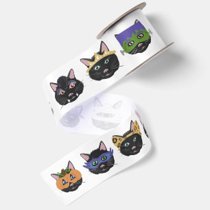 Nine Lives Zwarte Kat in Kostuum Halloween Parade Satijnen Lint