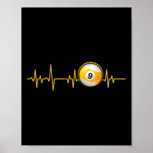 Nine LL Pool Heartbeat Cut Biljart Snooker Pool Poster