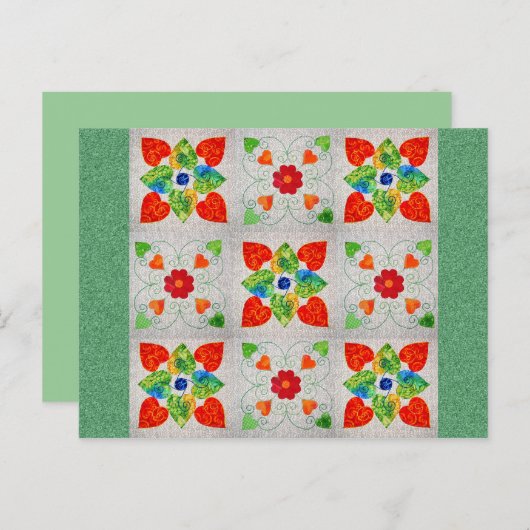 Nine Patch Heart Quilt Briefkaart (Voorkant / Achterkant)