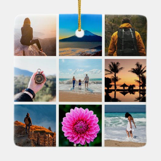 Nine Photo Afbeelding Collage  Keramisch Ornament (Achterkant)