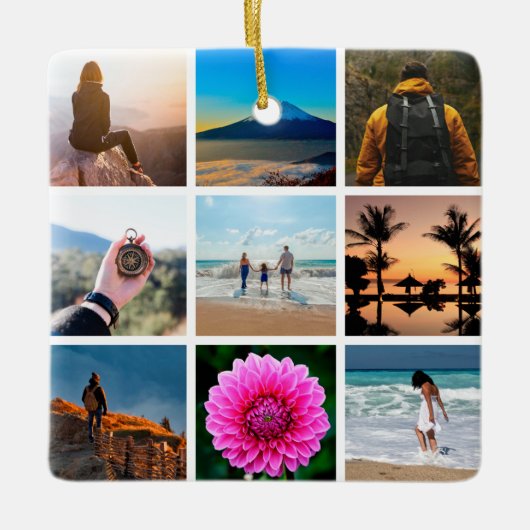 Nine Photo Afbeelding Collage  Keramisch Ornament (Voorkant)