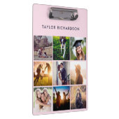 Nine Photo Collage | Blush roze en marine Klembord (Rechts)