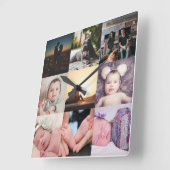 Nine Photo Collage Sjabloon Vierkante Klok (Hoek)