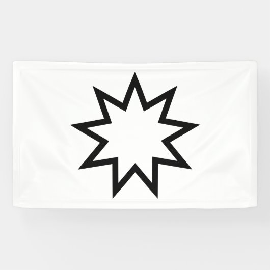 Nine-Pointed Star (symbool van de Bahai Faith) Spandoek (Horizontaal)