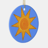 Nine Ray Yellow Spiral Sun Symbool Keramisch Ornament (Rechts)
