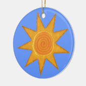 Nine Ray Yellow Spiral Sun Symbool Keramisch Ornament (Links)