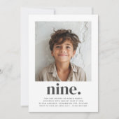 Nine Square Photo First Birthday Invitation Kaart (Voorkant)