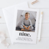 Nine Square Photo First Birthday Invitation Kaart