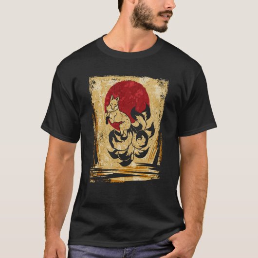 Nine Tailed Fox Japanese Retro 4 T-shirt (Voorkant)
