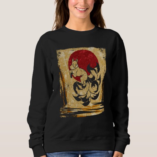 Nine Tailed Fox Japanese Retro 4 Trui (Voorkant)