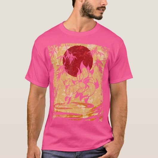 Nine Tailed Fox Japanse kunst T-shirt (Voorkant)