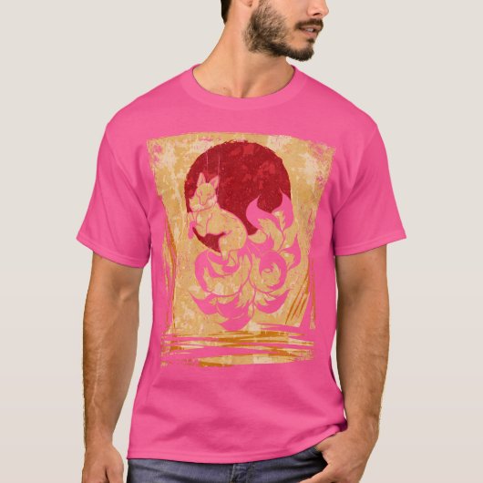Nine Tailed Fox Japanse kunst T-shirt (Voorkant)