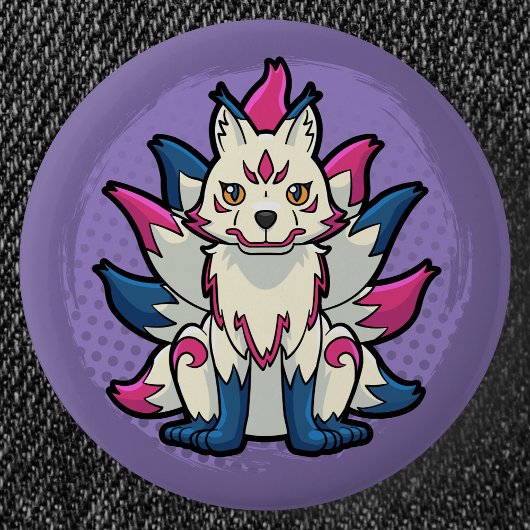 Nine-Tailed Fox- Yokai Kitsune Ronde Button 5,7 Cm