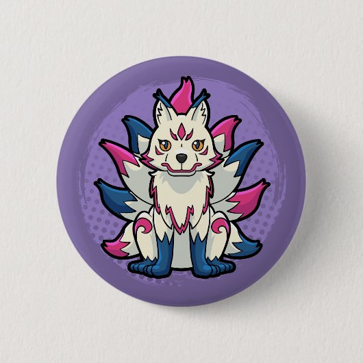 Nine-Tailed Fox- Yokai Kitsune Ronde Button 5,7 Cm (Voorkant)