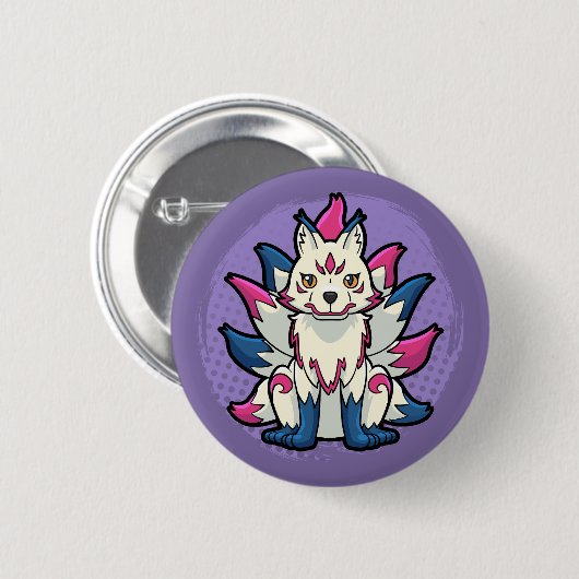 Nine-Tailed Fox- Yokai Kitsune Ronde Button 5,7 Cm (Voorkant /achterkant)