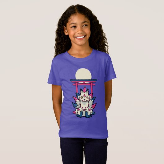Nine-Tailed Kitsune Fox- Fun Yokai T-shirt (Voorkant volledig)
