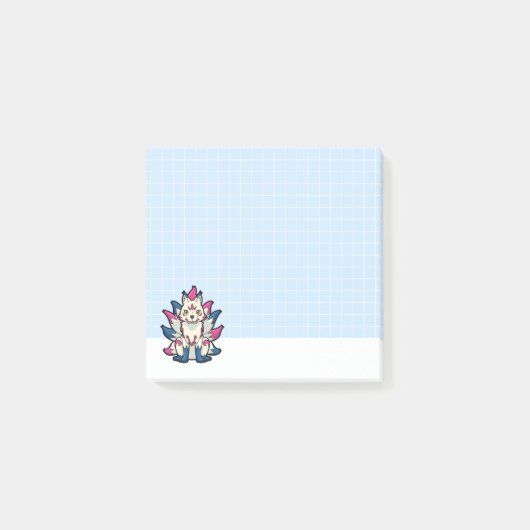 Nine-Tailed Kitsune- Japanse Vos Yokai Blauwe Rast Post-it® Notes (Voorkant)