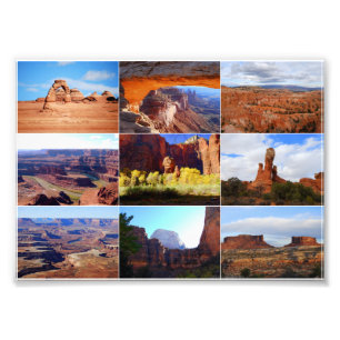 Nine Utah Landmarks Collage Foto Afdruk