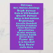 Nineties Paarse op Blauwgroen bruiloft Programmakaart (Achterkant)