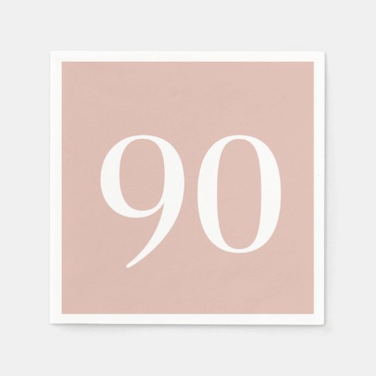 Ninetieth Birthday Blush Cocktail Napkins Servet (Voorkant)