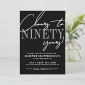 Ninety Black 90th Birthday Party Kaart (Staand voorkant)