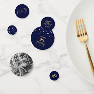 Ninety Goud & Navy Confetti 90ste Verjaardagsfeest