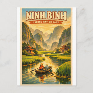 Ninh Binh, Vietnam, in een klassieke retro reis. Briefkaart