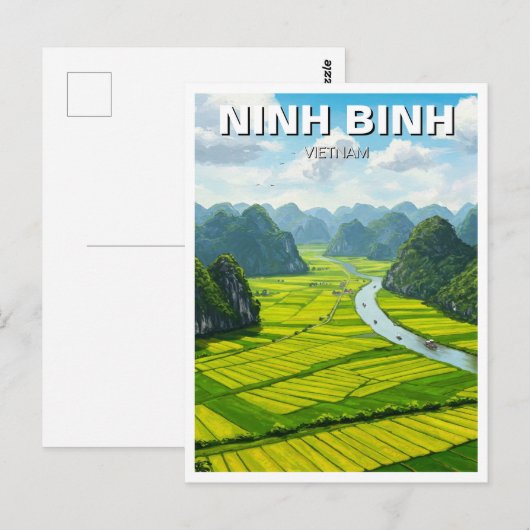 Ninh Binh Vietnam Reizen Briefkaart (Voorkant / Achterkant)