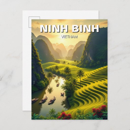 Ninh Binh Vietnam Reizen Briefkaart (Voorkant / Achterkant)