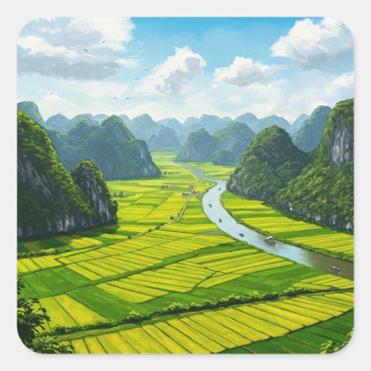 Ninh Binh Vietnam Reizen Vierkante Sticker (Voorkant)