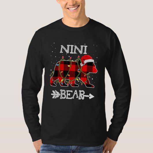 Nini Beer, Rode Buffel Plaid Moeder Beer Pyjama T-shirt (Voorkant)