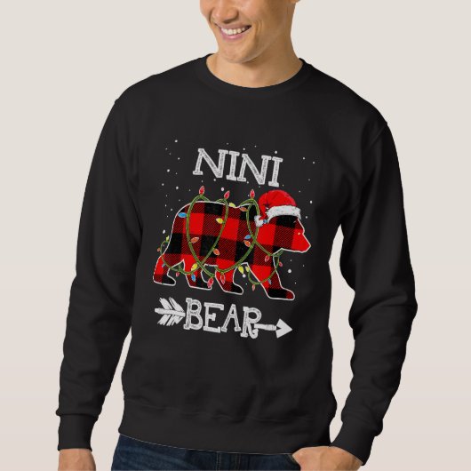 Nini Beer, Rode Buffel Plaid Moeder Beer Pyjama Trui (Voorkant)
