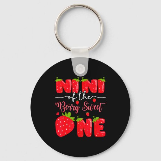 Nini Of The Berry Sweet One 1st Birthday Strawberr Sleutelhanger (Voorkant)