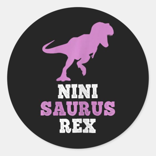 Nini-saurus Rex Dino Dinosaur Ninisaurus Grappig Ronde Sticker (Voorkant)