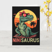 Ninisaurus Dino Dinosaur Nini-saurus T-rex Moeder Kaart (Gele Bloem)