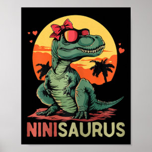 Ninisaurus Dino Dinosaur Nini-saurus T-rex Moeder Poster
