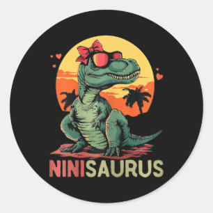 Ninisaurus Dino Dinosaur Nini-saurus T-rex Moeder Ronde Sticker