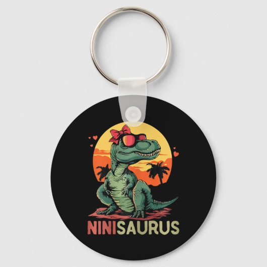 Ninisaurus Dino Dinosaur Nini-saurus T-rex Moeder' Sleutelhanger (Voorkant)