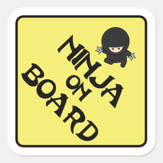 Ninja aan boord vierkante sticker (Voorkant)