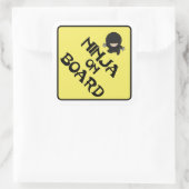 Ninja aan boord vierkante sticker (Tas)