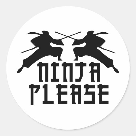 Ninja alsjeblieft. ronde sticker (Voorkant)