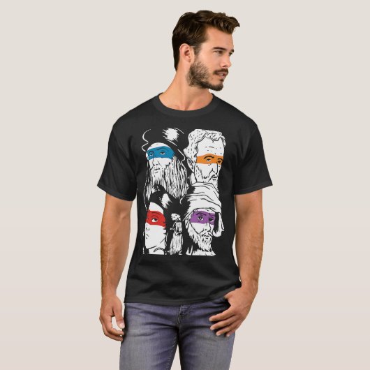 Ninja Artist Renaissance Michelangelo Leonardo Raf T-shirt (Voorkant volledig)