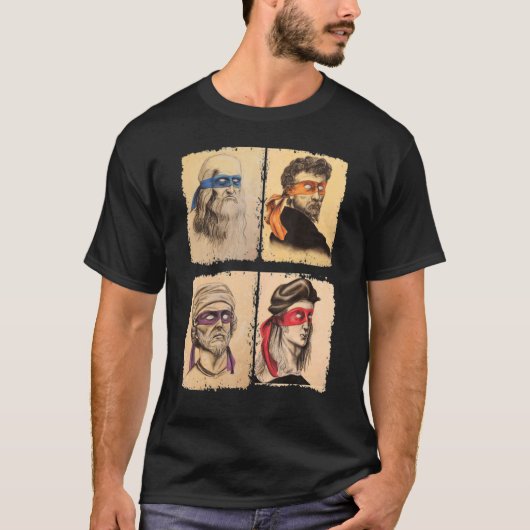 Ninja Artists Poster Style Pop Art T-shirt (Voorkant)