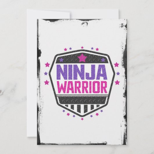 Ninja Athletic Warrior Roze Paarse Verjaardagsfees Kaart (Achterkant)