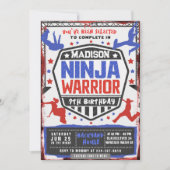 Ninja Athletic Warrior verjaardagsfeestje uitnodig Kaart (Voorkant)