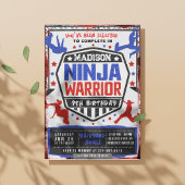 Ninja Athletic Warrior verjaardagsfeestje uitnodig Kaart