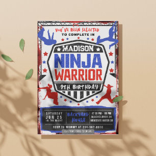 Ninja Athletic Warrior verjaardagsfeestje uitnodig Kaart
