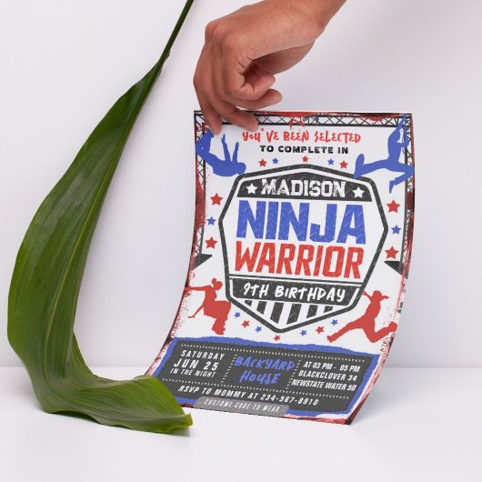 Ninja Athletic Warrior verjaardagsfeestje uitnodig Kaart